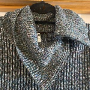 Cowl neck cotton/wool XL sweater with zipper details